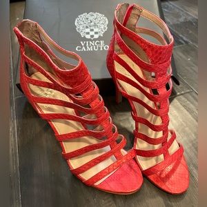 Pink strappy high heels